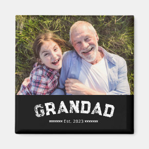 Grandad Established Photo Gift Black Magnet
