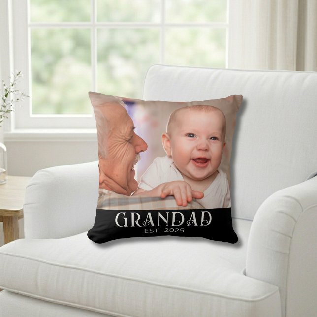 Grandad Established Photo Gift Cushion (Creator Uploaded)