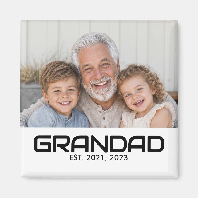 Grandad Established Photo Gift Magnet (Front)
