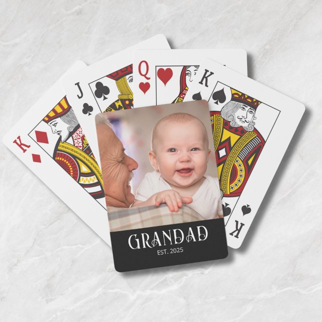 Grandad Established Photo Gift  Playing Cards (Creator Uploaded)