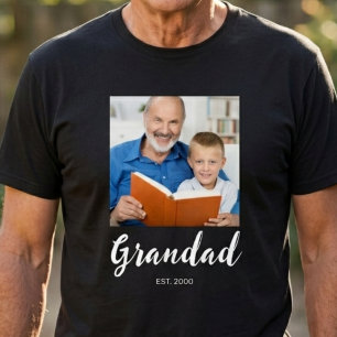 Grandad Established Script Photo  T-Shirt