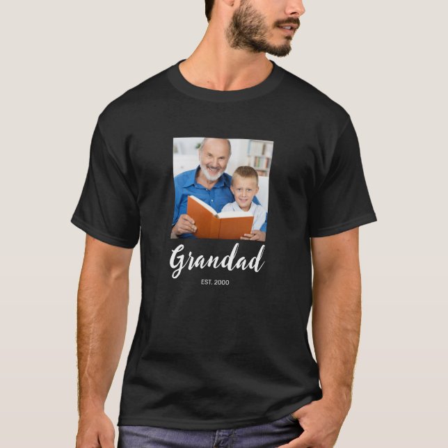 Grandad Established Script Photo  T-Shirt (Front)
