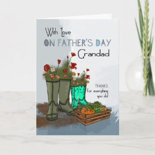 Grandad Father's Day Greeting Card With Rain Boots