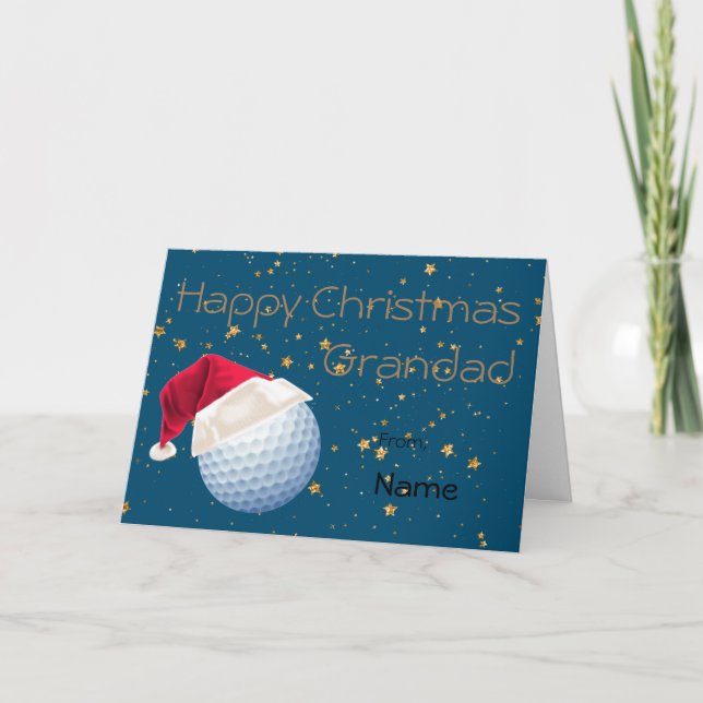 Grandad Golf Sports Christmas Personalised Holiday Card (Front)