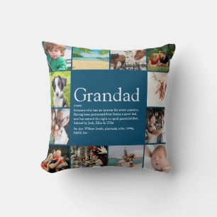 Grandad, Grandpa, Papa Definition 12 Photo Collage Cushion
