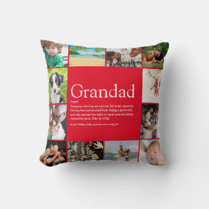 Grandad Grandpa Papa Definition 12 Photo Fun Red Cushion