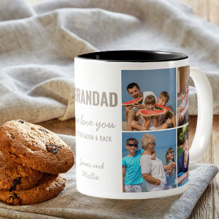 Grandad Love You to the Moon & Back Photo Collage Two-Tone Coffee Mug