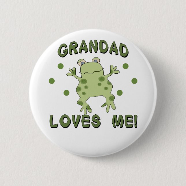 Grandad Loves Me Frog 6 Cm Round Badge (Front)