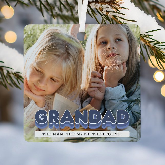 Grandad Man Myth Legend Photo Christmas Metal Tree Decoration (Creator Uploaded)