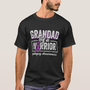 Grandad of a Warrior Epilepsy Grandad Purple Ribbo T-Shirt