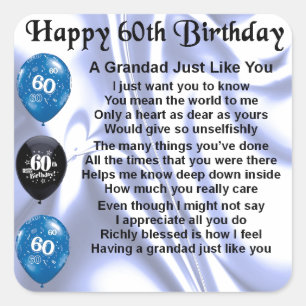 Grandad Poem - 60th Birthday Square Sticker