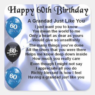 Grandad Poem - 60th Birthday Square Sticker