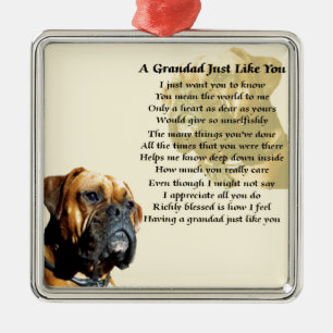 Grandad Poem - Boxer Dog Design Metal Tree Decoration