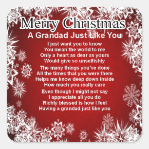 Grandad Poem - Christmas Design Square Sticker