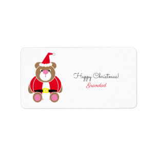 Grandad teddy bear Father Christmas gift Label