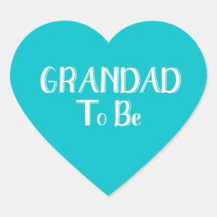 Grandad To Be - Heart Sticker - Teal Background