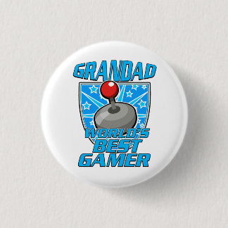 Grandad World's best gamer retro logo 3 Cm Round Badge
