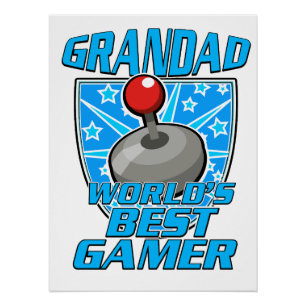 Grandad World's best gamer retro logo Poster