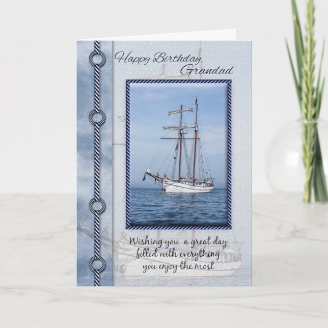 Grandad Yacht Birthday Greeting Card (Front)
