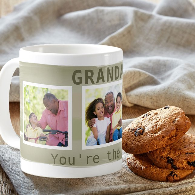 Grandad You're the Best - 3 Photo Khaki Stripe Coffee Mug (Creator Uploaded)