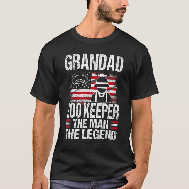 Grandad Zoo Keeper The Man The Legend Retro Usa Fl T-Shirt (Front)
