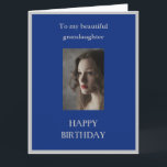 Grandaughter Happy Birthday LARGE blue Card<br><div class="desc">Happy birthday card Grandaughter blue LARGE. Option for a smaller card also available. From Grandmother or Grandfather. Just enter your details and those of your grandaughter. Can also be adapted for your Grandson. Send them a personalised card with your own special message. Let them know how much they mean to...</div>