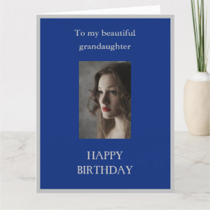 Grandaughter Happy Birthday LARGE blue Card