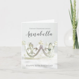 Grandaughter Sixteenth Birthday Elegant Silver Card