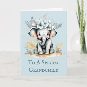 Grandchild birthday message cute elephant safari card
