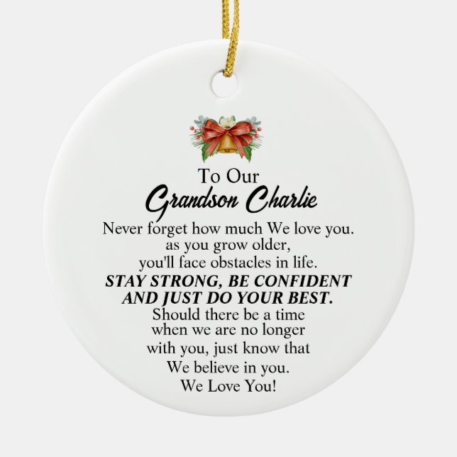 Grandchild Christmas Gift from Grandparents Ceramic Tree Decoration (Front)