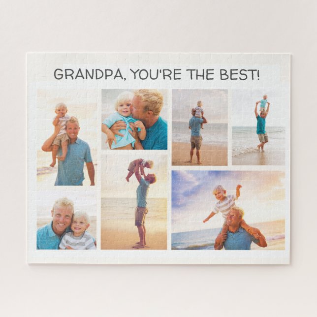 Grandchild Grandpa You're Best 7 Photo Collage  Jigsaw Puzzle (Horizontal)