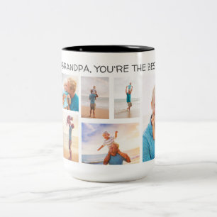 Grandchild Grandpa You're Best 8 Photo Collage Two-Tone Coffee Mug