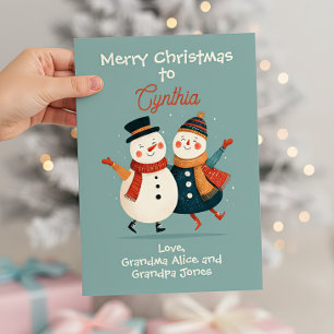 Grandchild Snowman Merry Christmas Card
