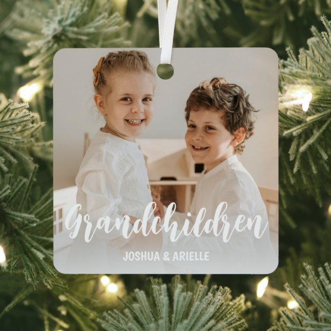 Grandchildren Customised Photo Collage Metal Tree Decoration (Insitu)