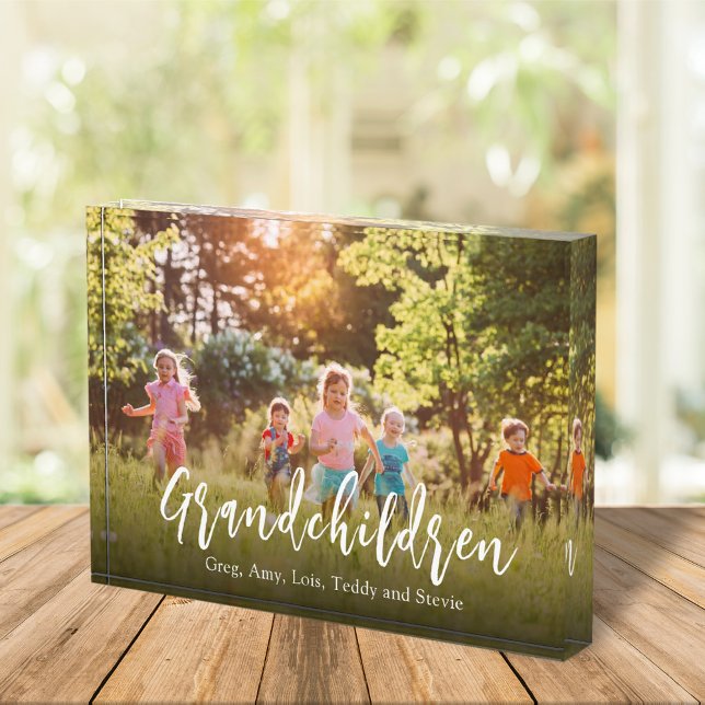 Grandchildren Cute Quote Elegant Script  Photo Block (Creator Uploaded)