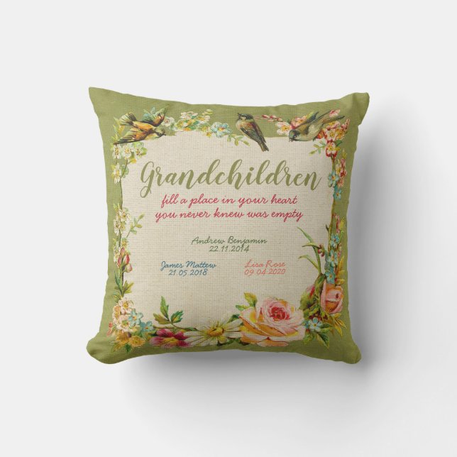 Grandchildren garden vintage gift cushion (Front)