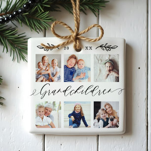 Grandchildren Gift for Grandparents Photo Collage Ceramic Ornament