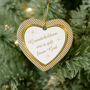 Grandchildren Gift Gold Heart Keepsake Ceramic Tree Decoration