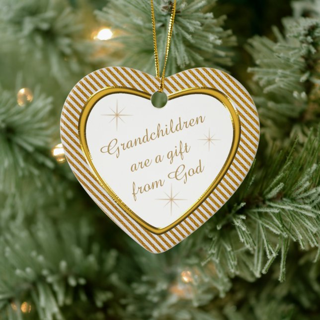 Grandchildren Gift Gold Heart Keepsake Ceramic Tree Decoration (Tree)