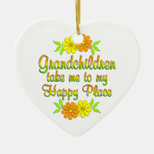 Grandchildren Happy Place Ceramic Tree Decoration