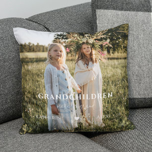 Grandchildren Make Life Grand Black & White Plaid Cushion