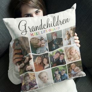 Grandchildren Make Life Grand   Photo Collage Cushion