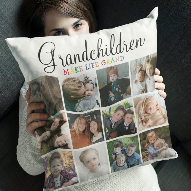 Grandchildren Make Life Grand | Photo Collage Cushion (Creator Uploaded)