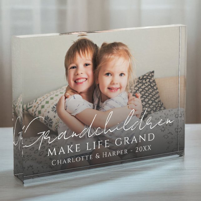 Grandchildren Make Life Grand Quote Keepsake Photo Block (Creator Uploaded)