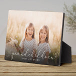 Grandchildren Modern Heart Script Photo Love Plaque<br><div class="desc">GRANDCHILDREN: Great custom photo gift for grandparents,  Valentine's Day,  Mother's Day,  or the Holidays: This modern photo plaque is easy to customise with your favourite photo.</div>