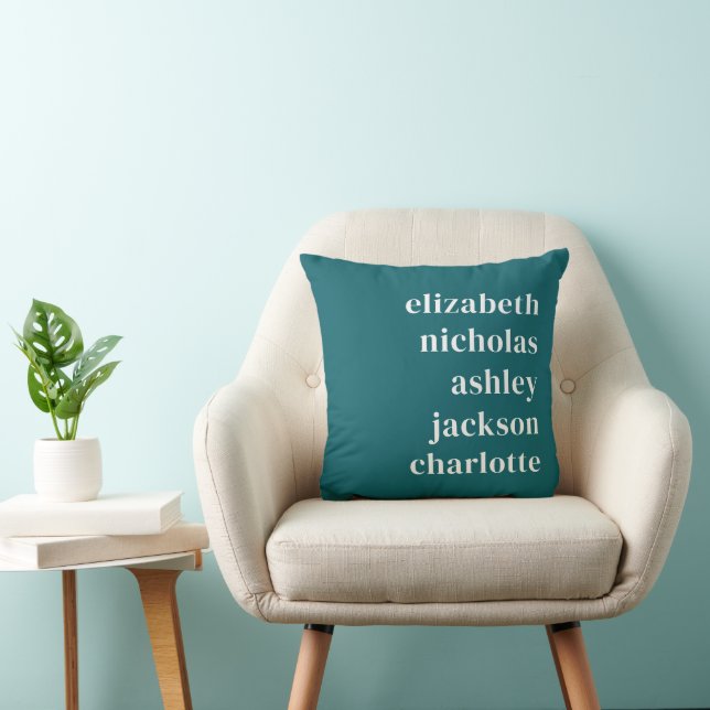 Grandchildren Names Teal Modern Trendy Gift Cushion (Chair)