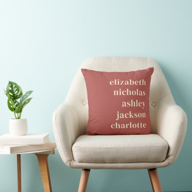 Grandchildren Names Terracotta Modern Trendy Gift Cushion (Chair)