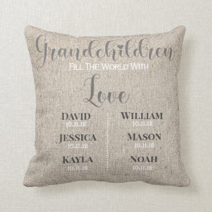Grandchildren personalised throw pillow