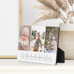 Grandchildren Photo Collage | Grandma Gift Plaque<br><div class="desc">Create a sweet gift for grandma with this three photo collage plaque. "GRANDMA" appears beneath your photos in chic grey lettering,  with your custom message and grandchildren's names overlaid.</div>