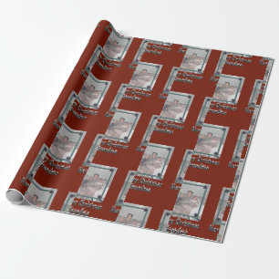 Grandchildren Photo Merry Christmas Grandma Red Wrapping Paper
